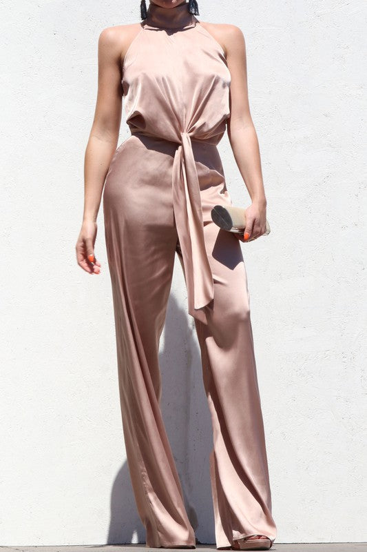 Saturday Day Neck Band Satin Jumpsuit LP