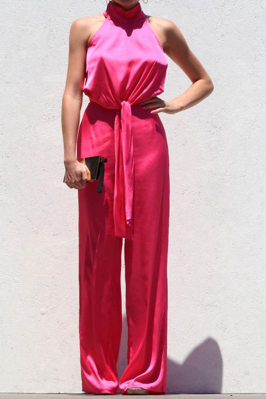 Saturday Day Neck Band Satin Jumpsuit LP