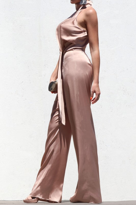 Saturday Day Neck Band Satin Jumpsuit LP