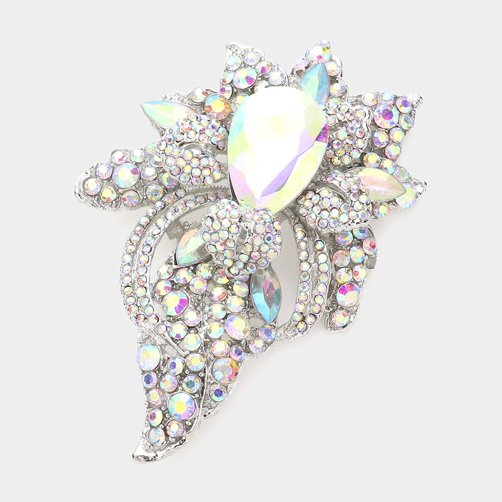 Floral Crystal Pave Bouquet Brooch / Pendant