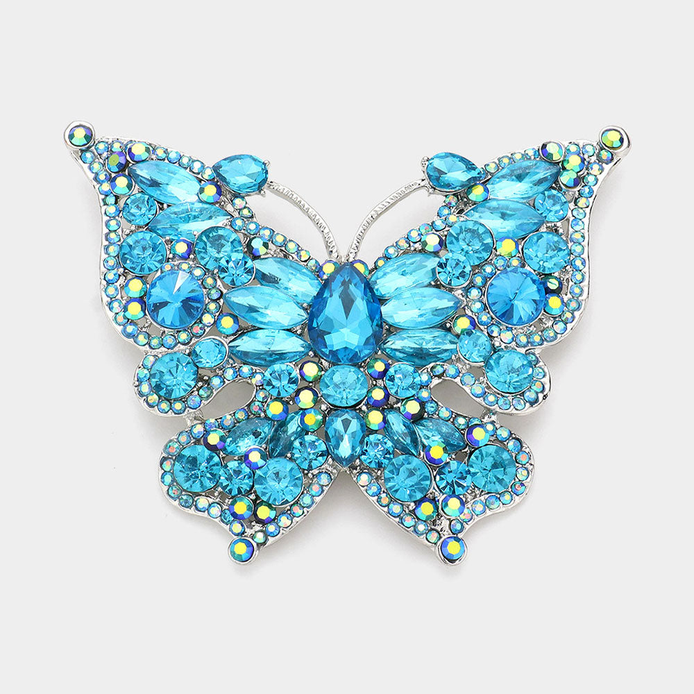 Glass Crystal Butterfly Pin Brooch