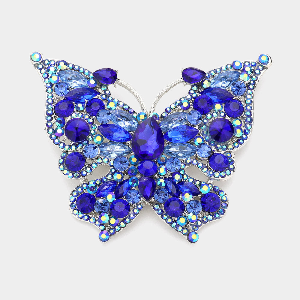 Glass Crystal Butterfly Pin Brooch
