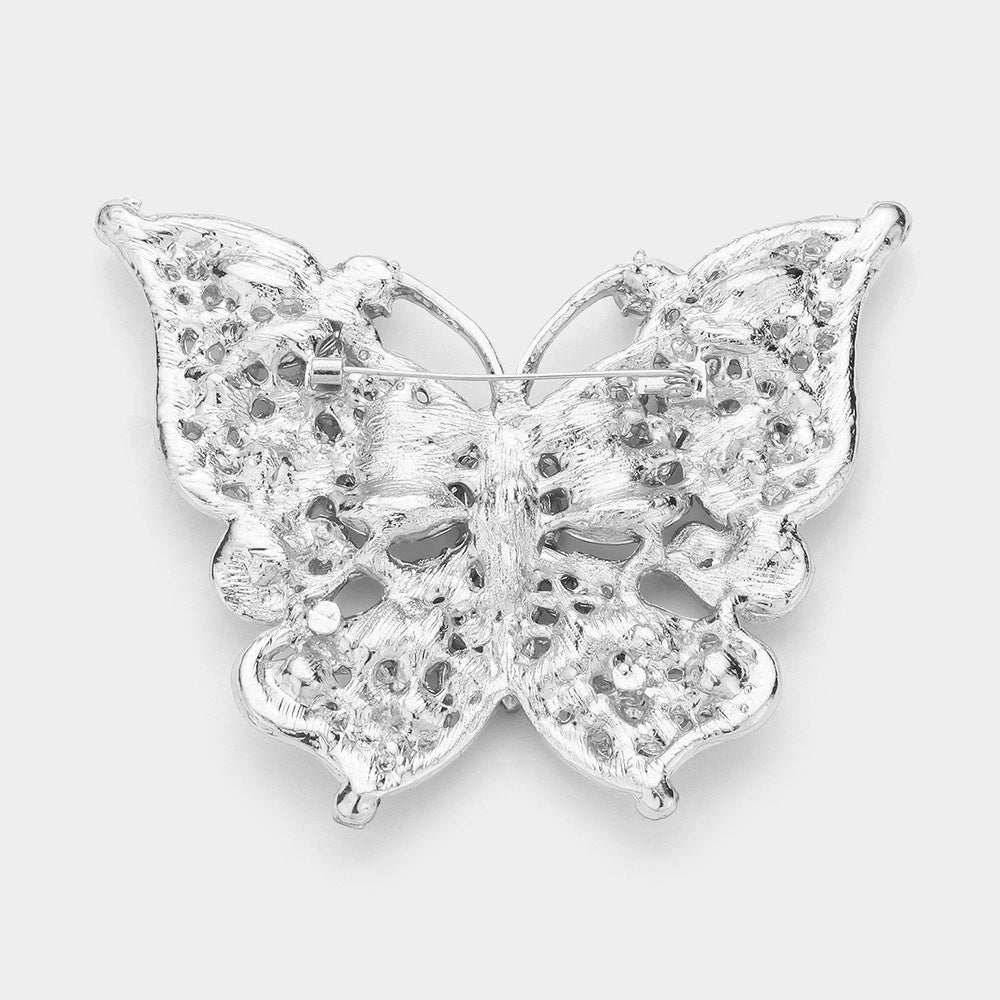 Glass Crystal Butterfly Pin Brooch