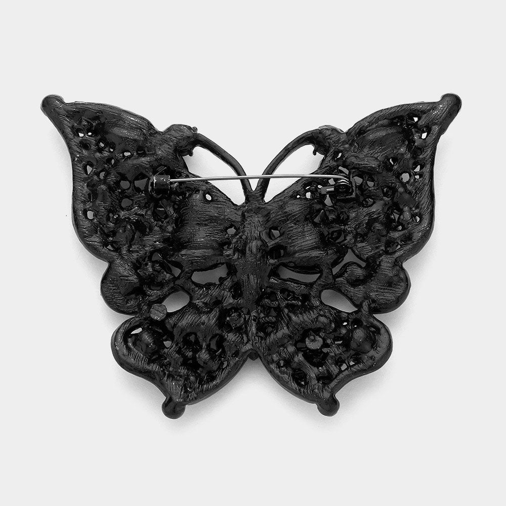 Glass Crystal Butterfly Pin Brooch