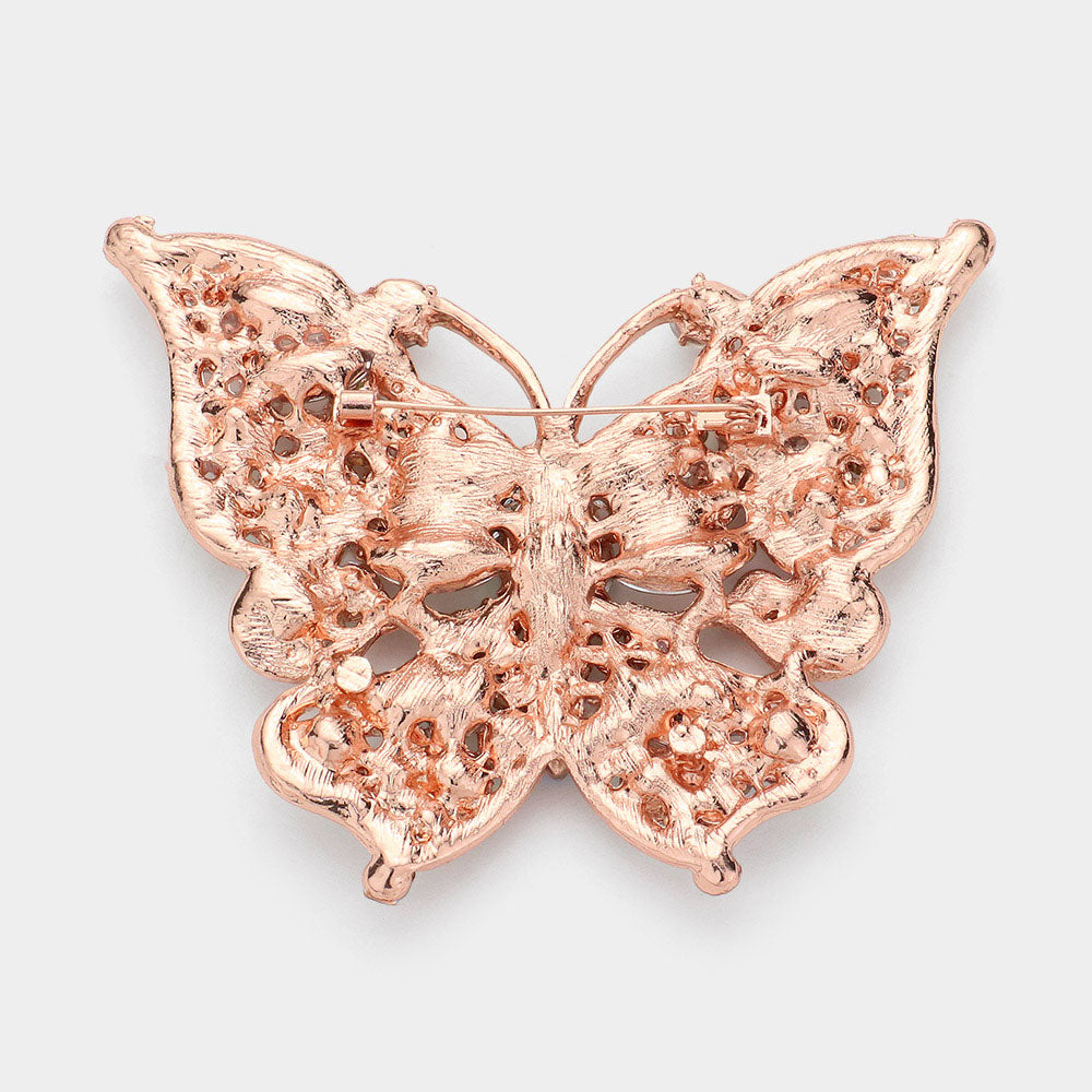 Glass Crystal Butterfly Pin Brooch