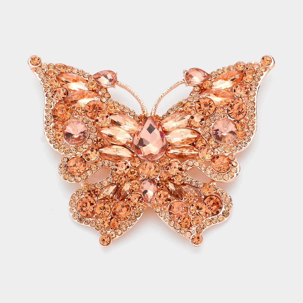 Glass Crystal Butterfly Pin Brooch