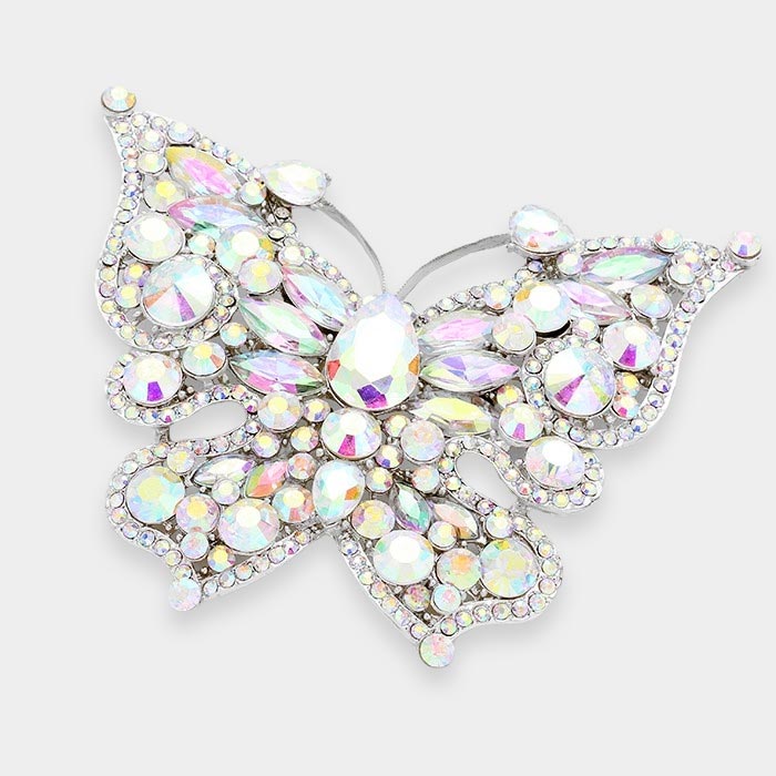 Glass Crystal Butterfly Pin Brooch