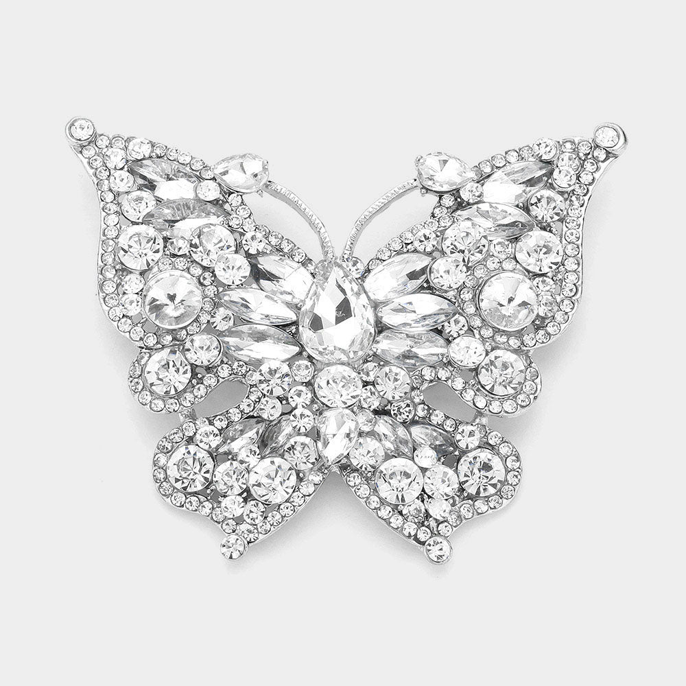 Glass Crystal Butterfly Pin Brooch