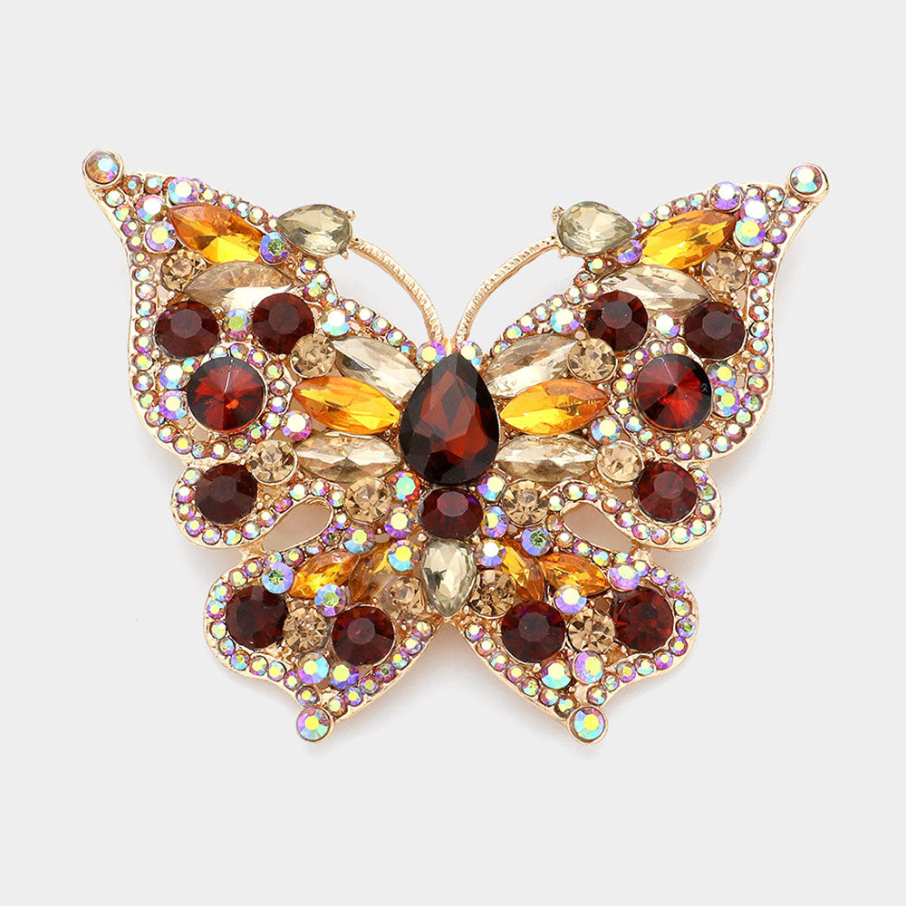 Glass Crystal Butterfly Pin Brooch