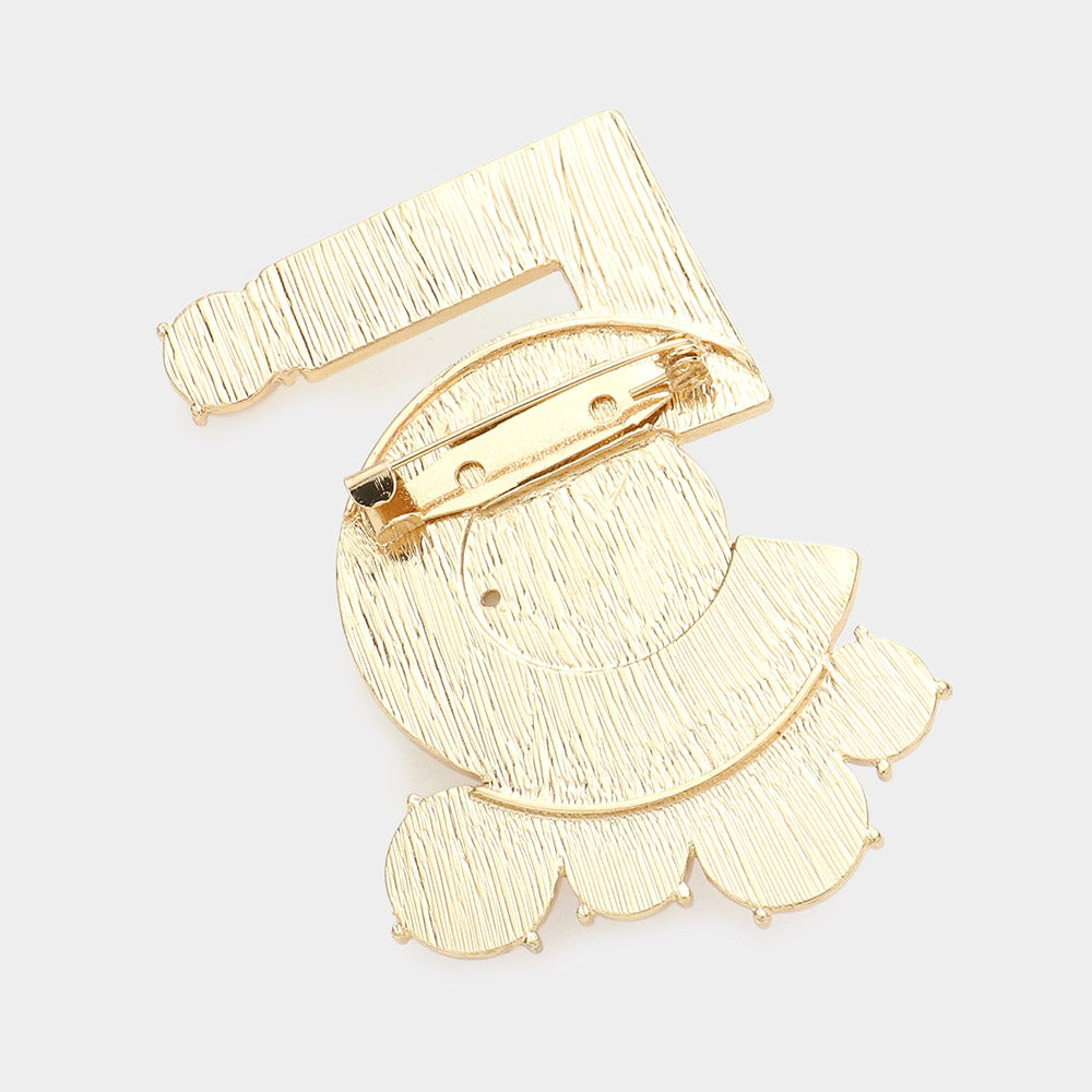 Pearl Embellished Enamel NO. 5 Pin Brooch