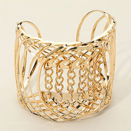 Metal Chain Pointed Wire Cuff Bracelet