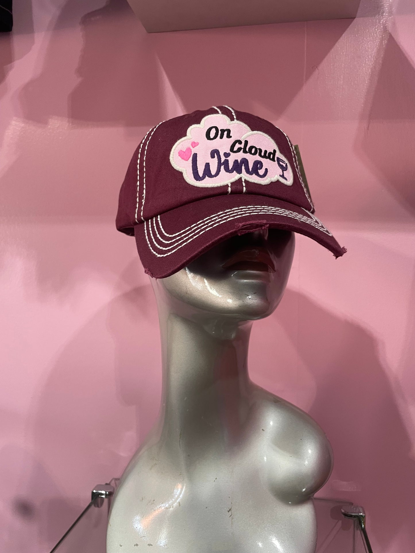 On Cloud Wine Message Vintage Baseball Cap