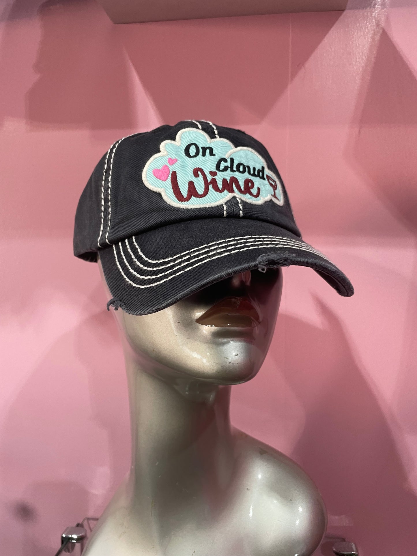 On Cloud Wine Message Vintage Baseball Cap