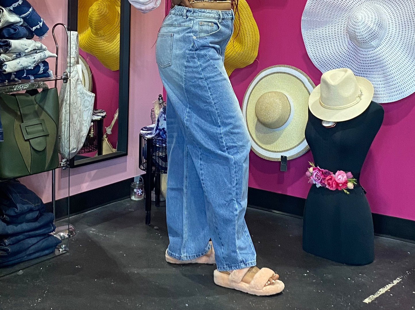 BLUE WIDE LEG DENIM JEANS