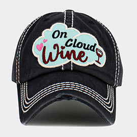 On Cloud Wine Message Vintage Baseball Cap
