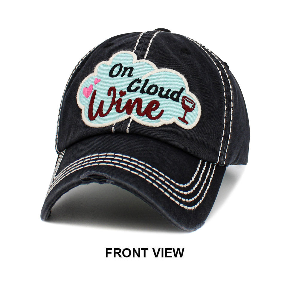 On Cloud Wine Message Vintage Baseball Cap