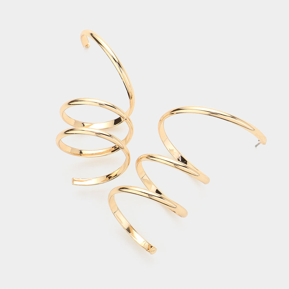 Abstract Metal Spiral Earrings