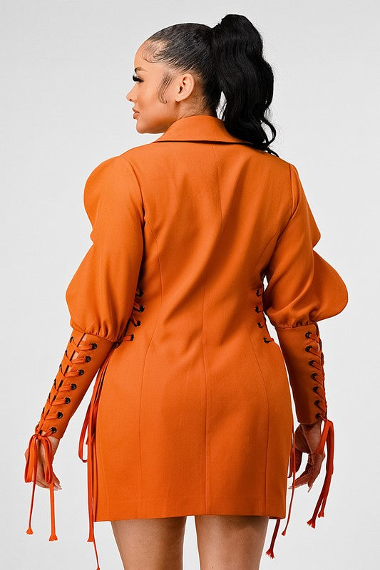 TRANSITION LACE SLEEVE BLAZER DRESS