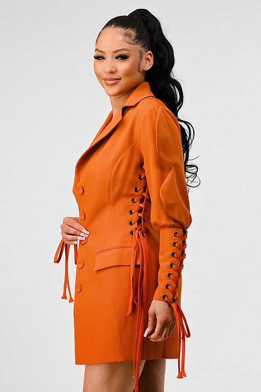 TRANSITION LACE SLEEVE BLAZER DRESS