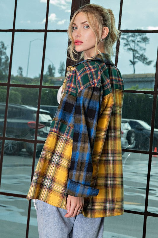 RO PLAID BUTTON FRONT FLANNE
