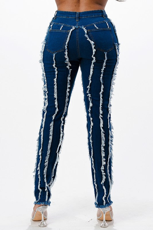 BARRED DENIM SKINNY