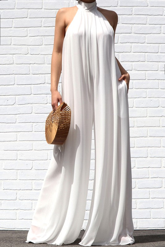 CONCERT MOCK NECK WOVEN JUMPSUIT