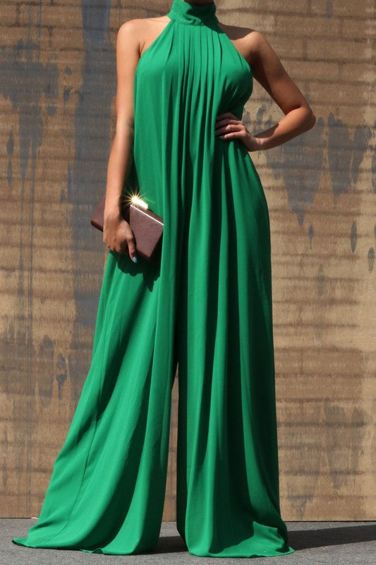 CONCERT MOCK NECK WOVEN JUMPSUIT