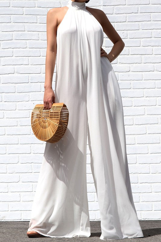 CONCERT MOCK NECK WOVEN JUMPSUIT