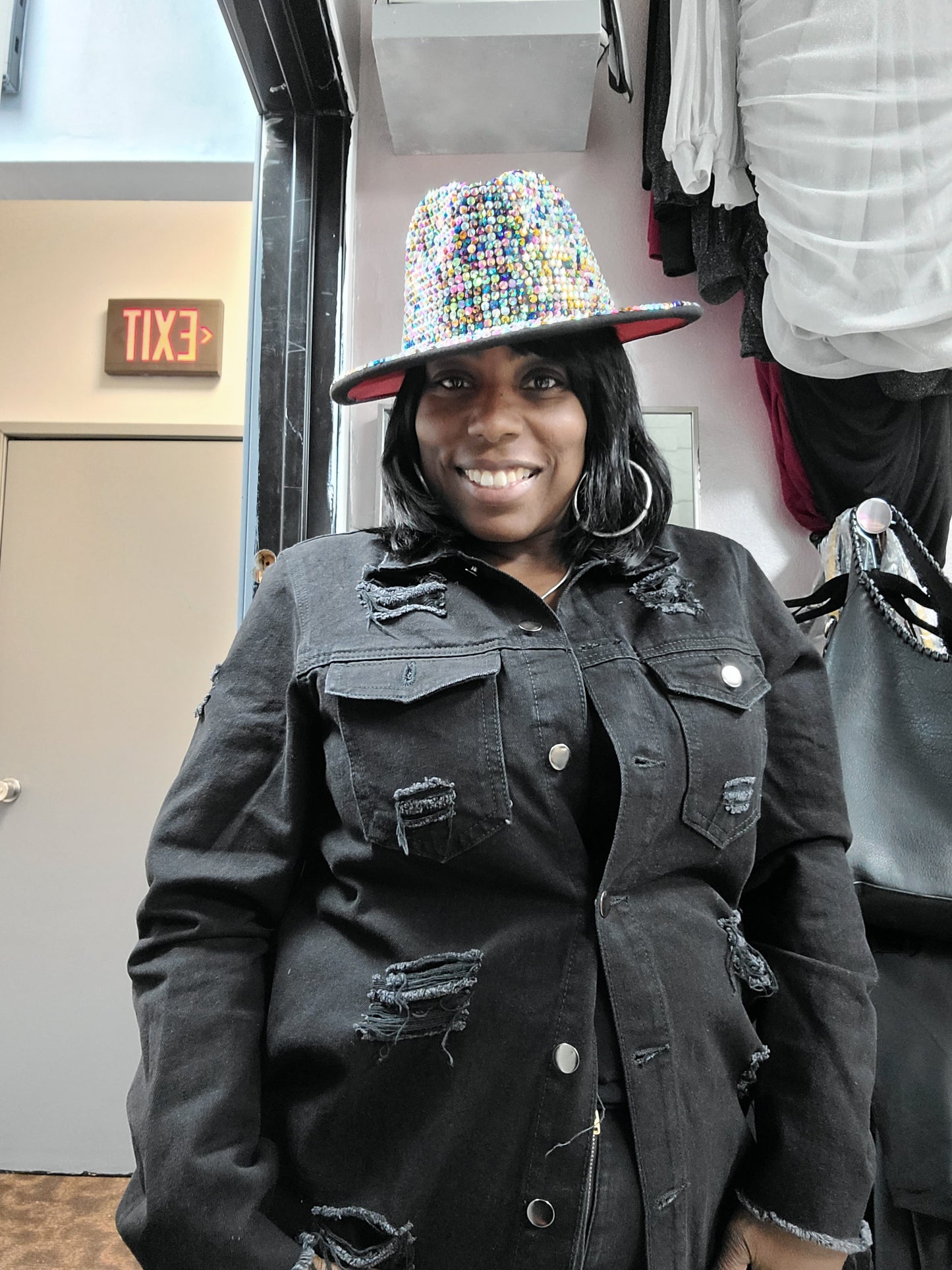 BLING STUDDED PANAMA HAT