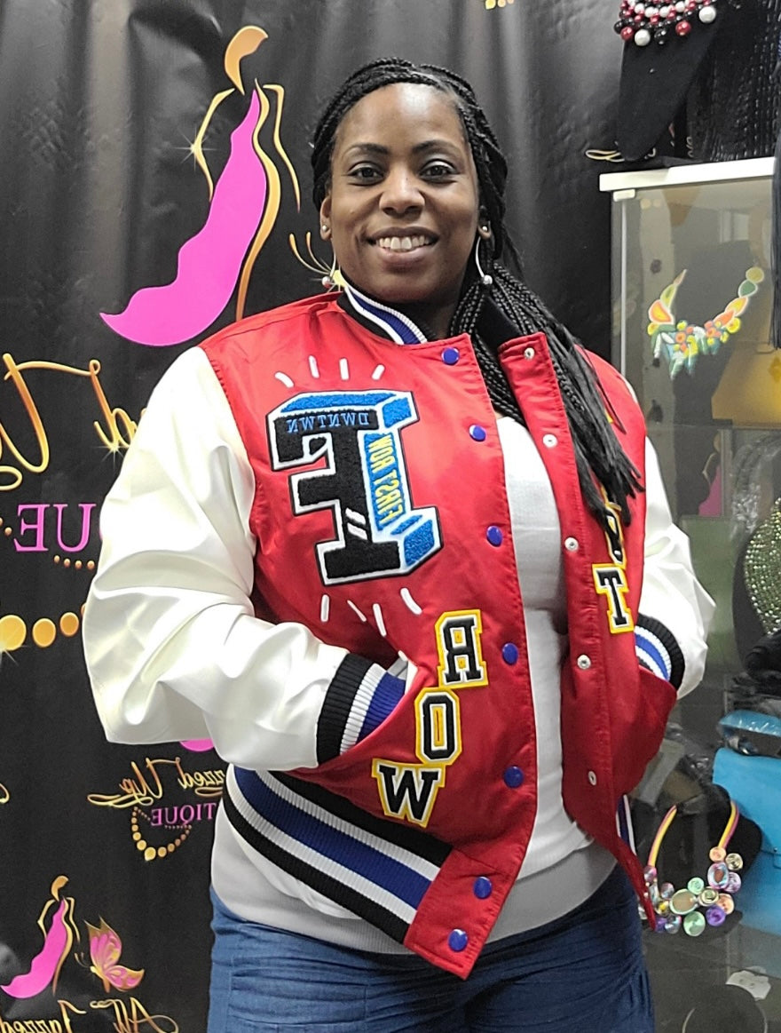 Earth & Sun Red Letterman Varsity Jacket