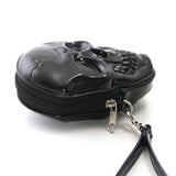 Smiling Skull Zippered Wristlet In Vinyl Material
