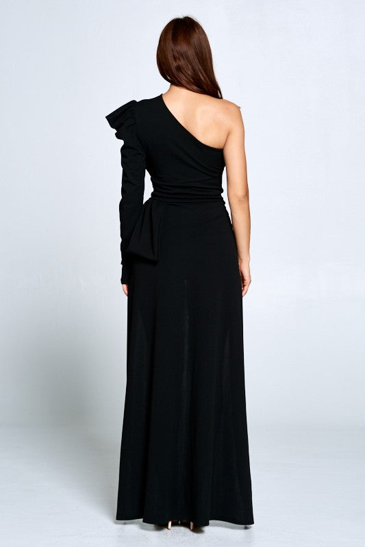 Jazzy One shoulder Long sleeve back drop Top