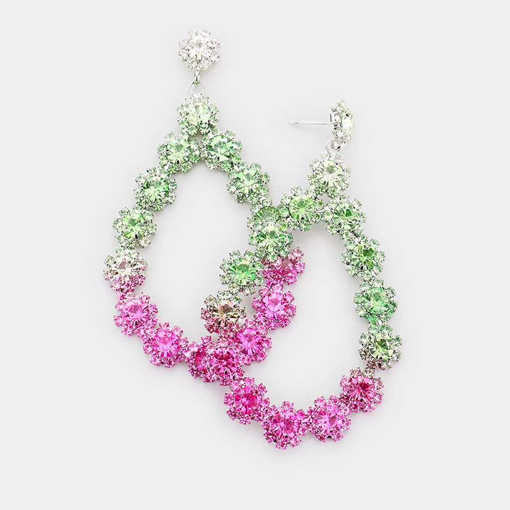 Floral Open Teardrop Ombre Evening Earrings