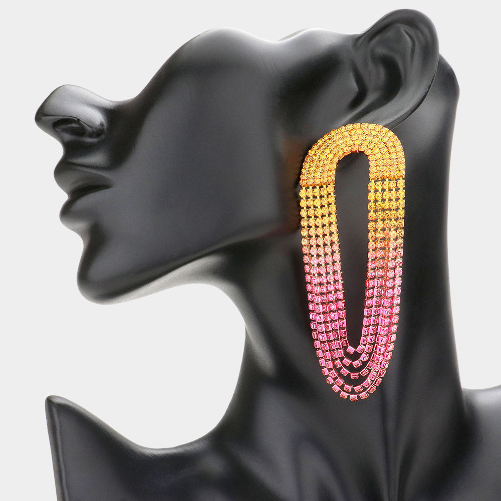 Draped Ombre Rhinestone Dangle Evening Earrings