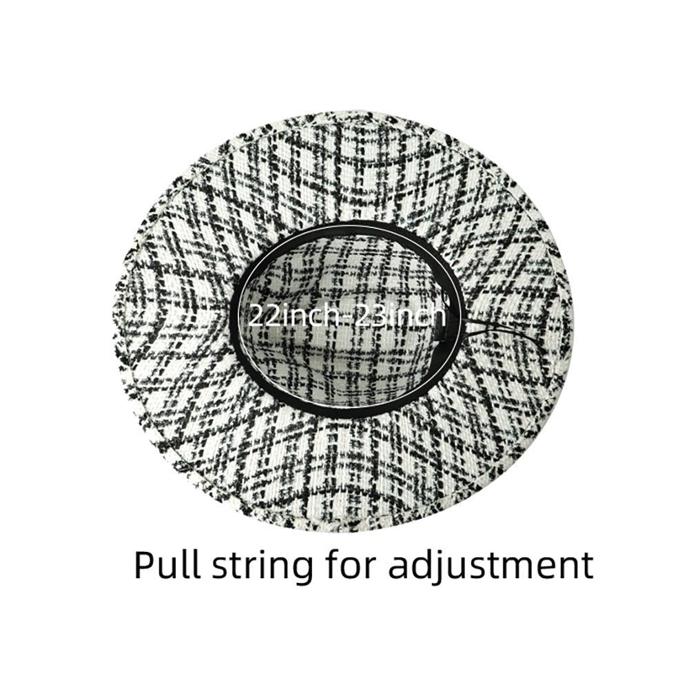 BELT BAND ACCENTED CHECK PATTERNED PANAMA HAT