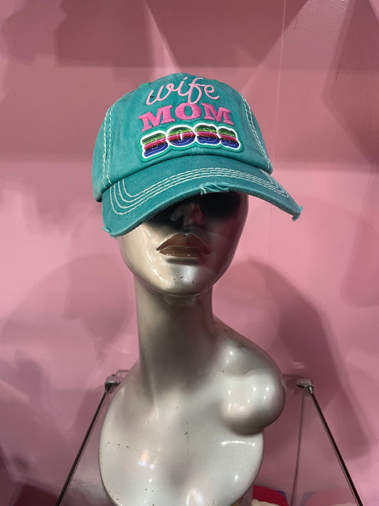 Wife MOM BOSS Message Vintage Baseball Cap