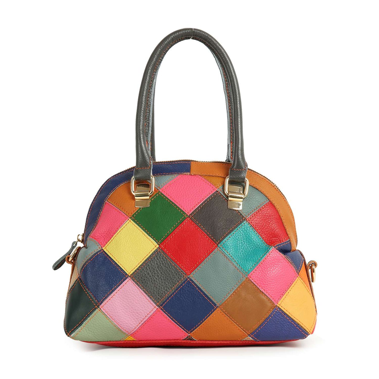 Genuine Leather Colorful Satchel Handbag