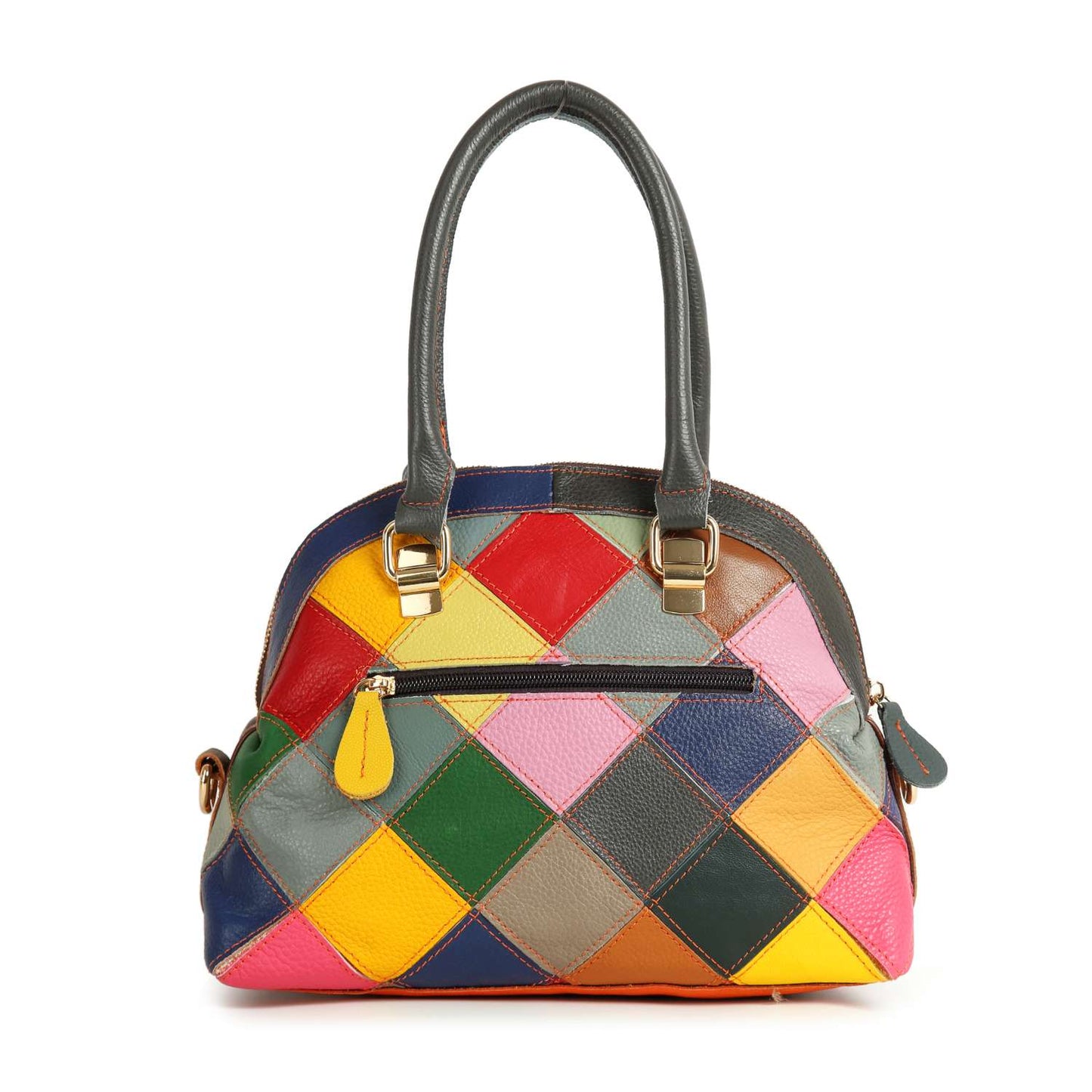 Genuine Leather Colorful Satchel Handbag