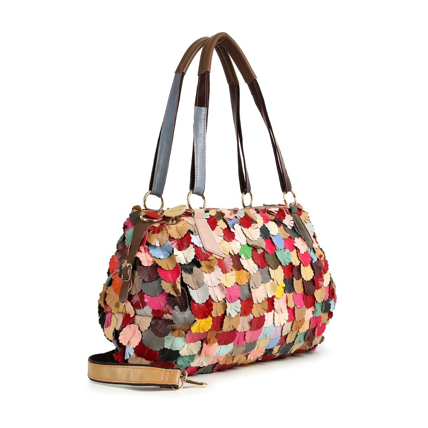 Genuine Leather Colorful Petal Weekender Bag