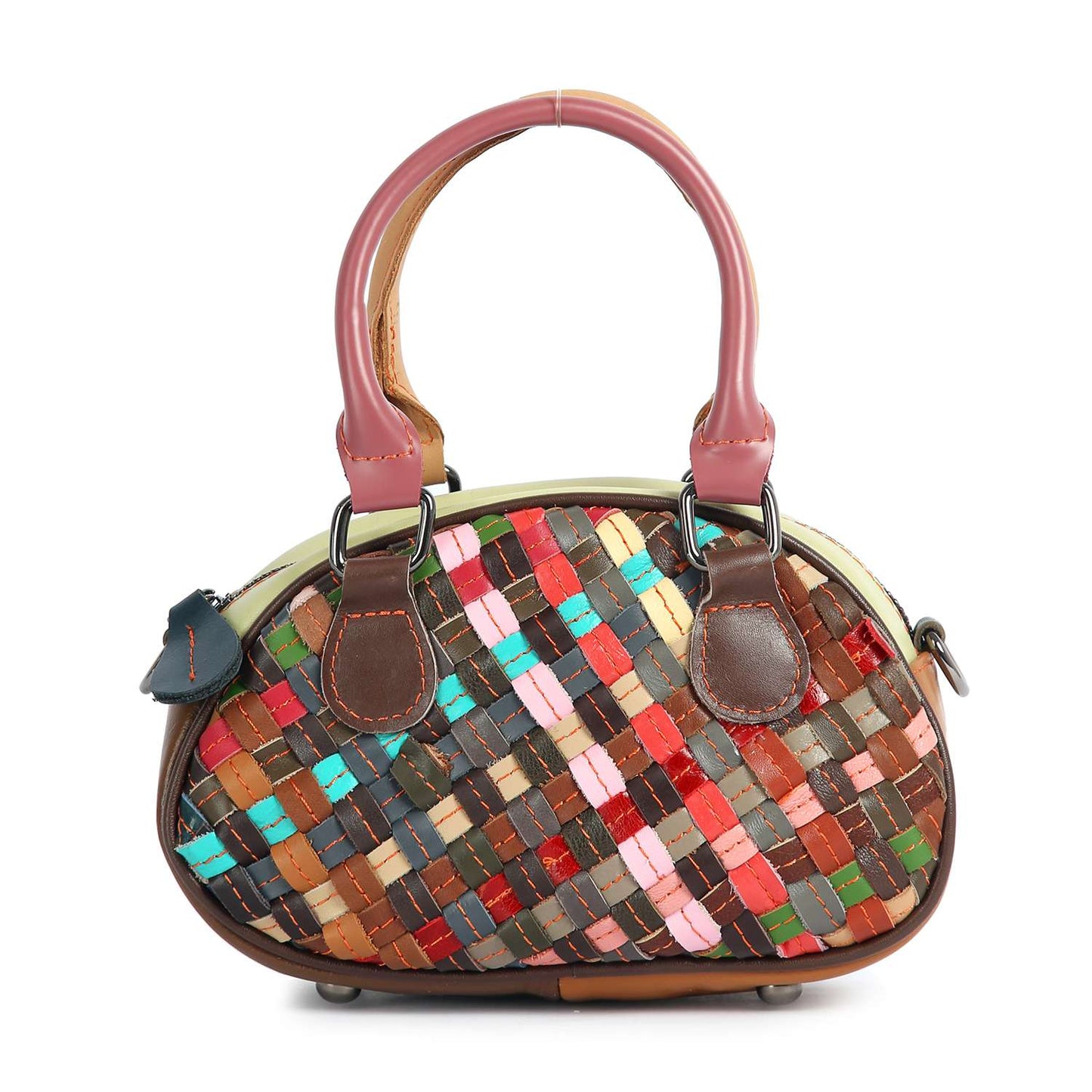 Genuine Leather Woven Petite Hand Tote