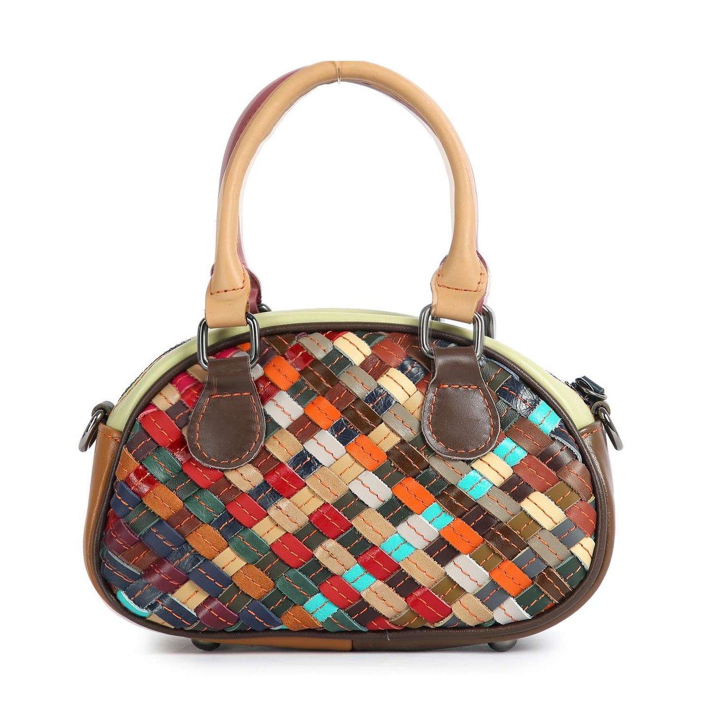 Genuine Leather Woven Petite Hand Tote