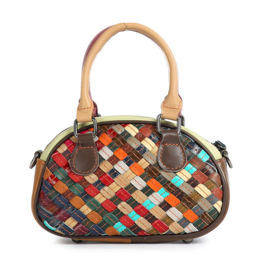 Genuine Leather Woven Petite Hand Tote