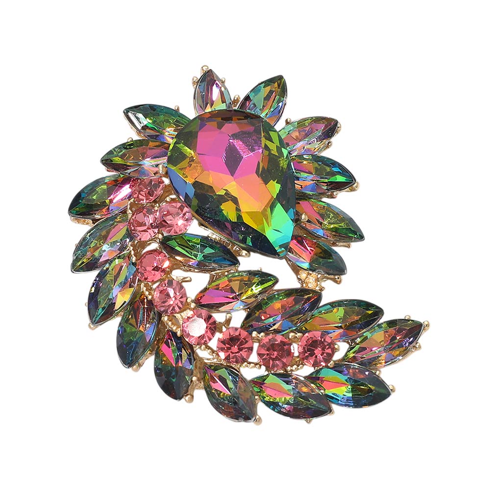 Glass Crystal Marquise Cluster Brooch / Pendant