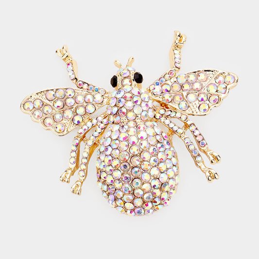 Crystal Rhinestone Pave Bug Pin Brooch