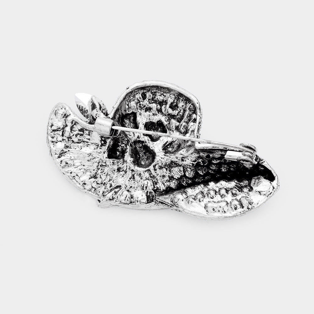 Flower Hat Rhinestone Pave Pin Brooch