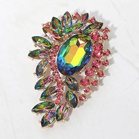 Marquise Crystal Rhinestone Petal Cluster Brooch