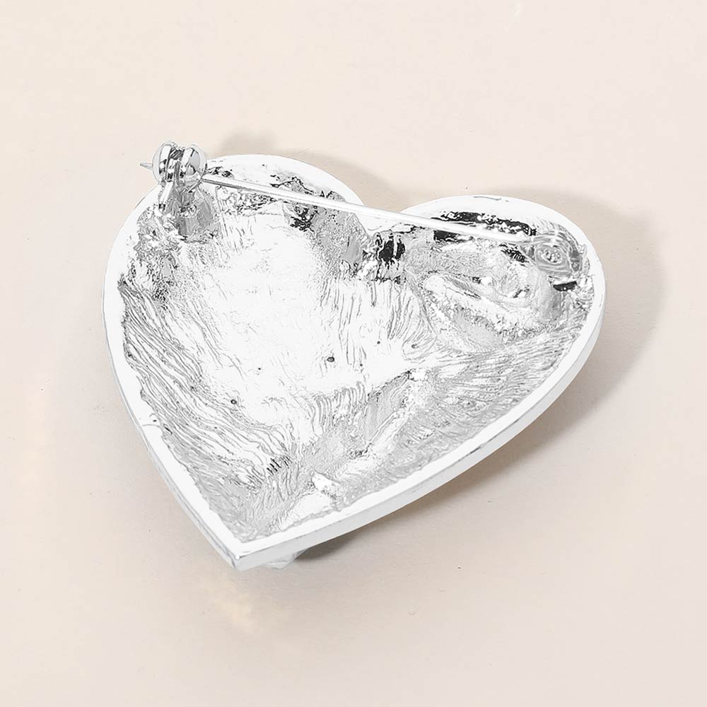 Lips Lipstick LOVE Rhinestone Pave Heart Pin Brooch
