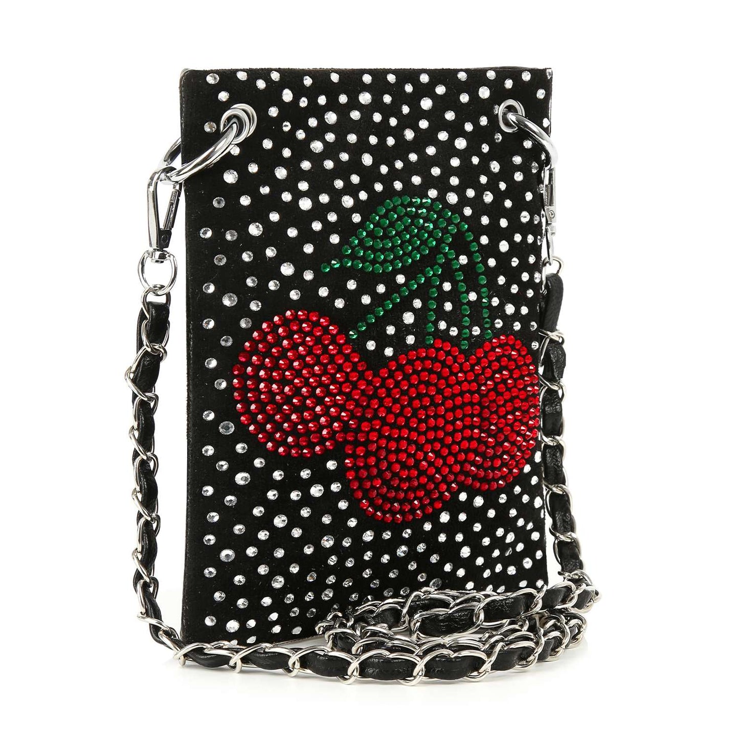 Cherry Rhinestone Design Petite Crossbody Sling