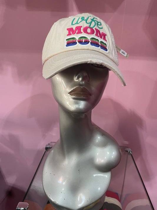 Wife MOM BOSS Message Vintage Baseball Cap