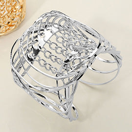 Metal Chain Pointed Wire Cuff Bracelet